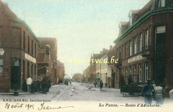 ancienne carte postale de La Panne Route d'Adinkerke