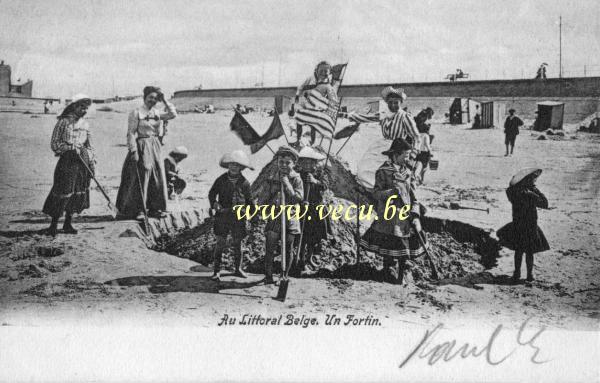 postkaart van De Panne Au littoral Belge. un fortin