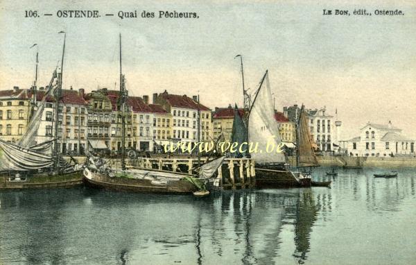 ancienne carte postale de Ostende Quai des pêcheurs