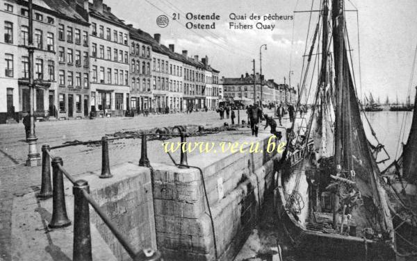 ancienne carte postale de Ostende Quai des pêcheurs
