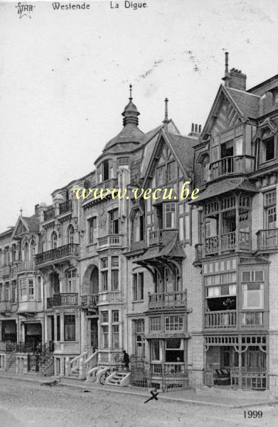 ancienne carte postale de Westende La digue