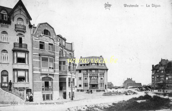 ancienne carte postale de Westende La digue