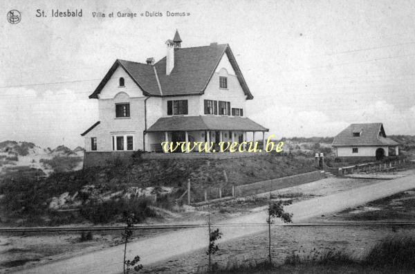 ancienne carte postale de Saint-Idesbald Villa et garage Dulcis Domus