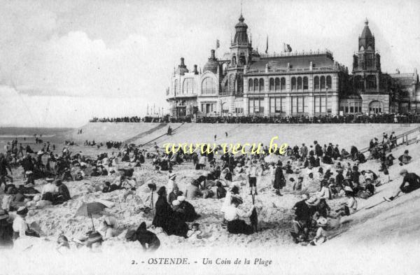 ancienne carte postale de Ostende Un coin de la plage