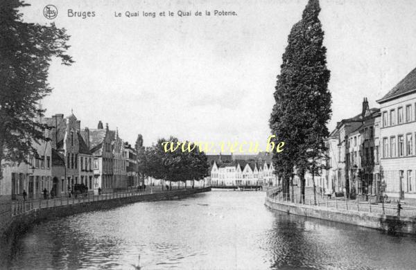 ancienne carte postale de Bruges Le quai long et le quai de la Poterie