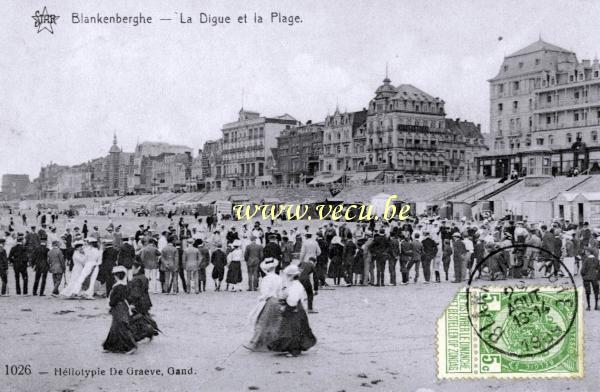 ancienne carte postale de Blankenberge La digue et la plage