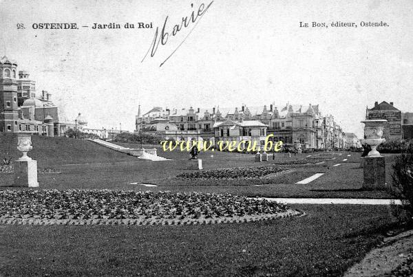 ancienne carte postale de Ostende Jardin du Roi