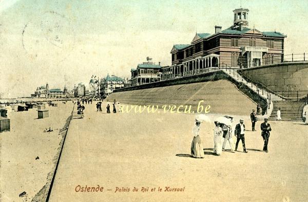 ancienne carte postale de Ostende Palais du Roi et le Kursaal