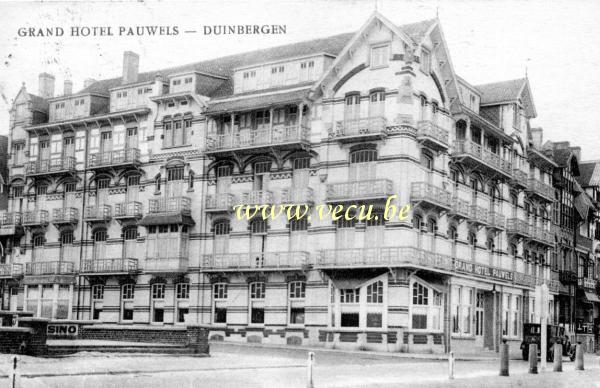 ancienne carte postale de Duinbergen Grand hôtel Pauwels