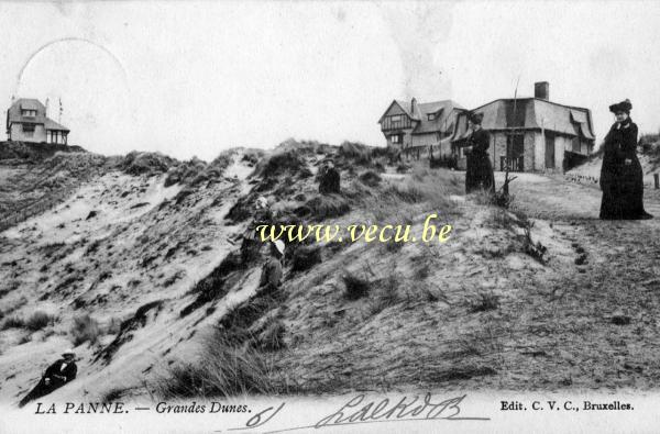 ancienne carte postale de La Panne Grandes dunes