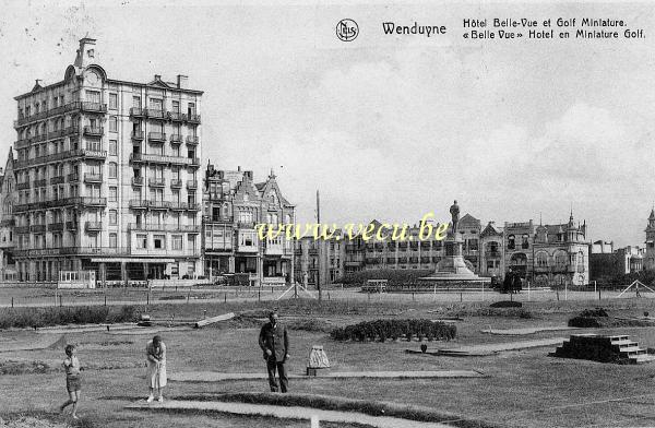 ancienne carte postale de Wenduyne Hôtel Belle-Vue et Golf miniature
