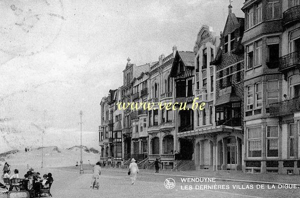 ancienne carte postale de Wenduyne Les dernières villas de la digue