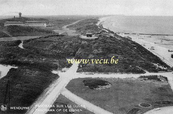 ancienne carte postale de Wenduyne Panorama sur les dunes