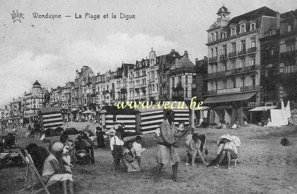ancienne carte postale de Wenduyne La Plage et la Digue