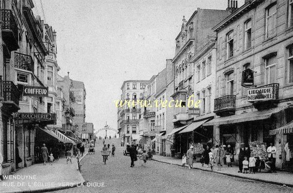 ancienne carte postale de Wenduyne Rue de l'église vers la digue