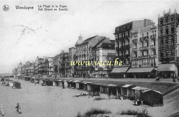 ancienne carte postale de Wenduyne La Plage et la Digue