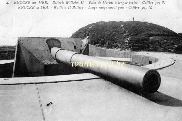 postkaart van Knokke Batterie Wilhem II - Pièce de marine à longue portée - Calibre 305mm