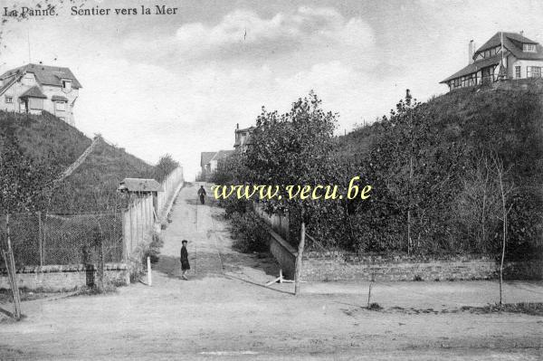 ancienne carte postale de La Panne Sentier vers la mer