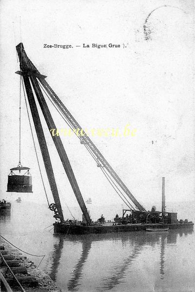 ancienne carte postale de Zeebruges La Bigue (Grue)