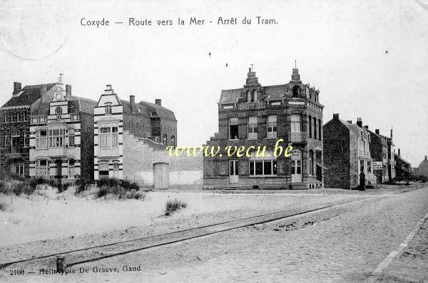 postkaart van Koksijde Route vers la mer - Arrêt du tram