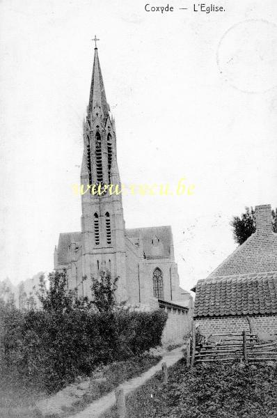 ancienne carte postale de Coxyde L'église