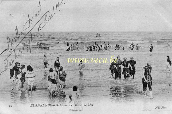 ancienne carte postale de Blankenberge Les Bains de Mer