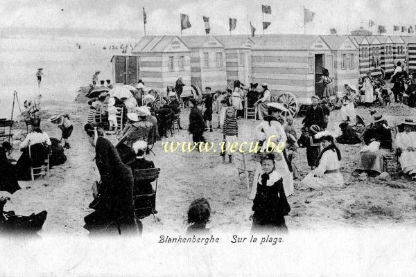 ancienne carte postale de Blankenberge Sur la plage