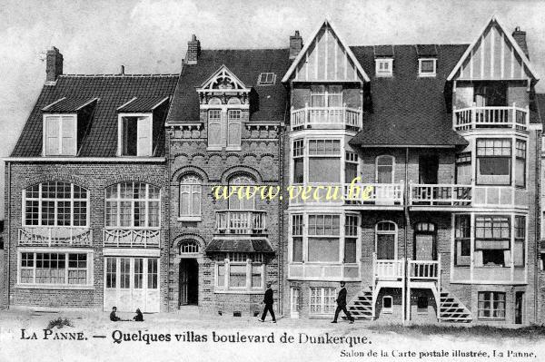 ancienne carte postale de La Panne Quelques villas boulevard de Dunkerque