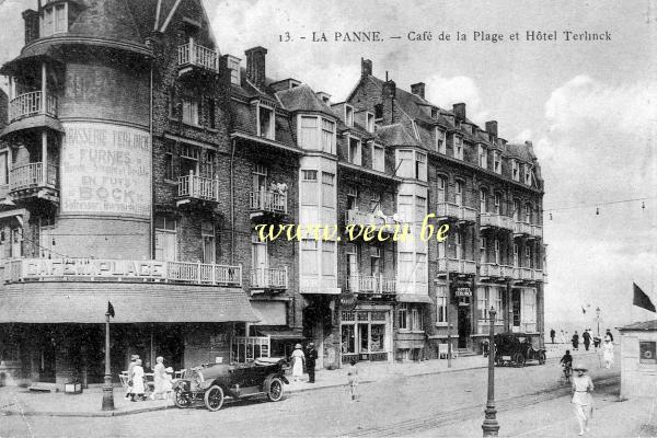 ancienne carte postale de La Panne Café de la plage et Hôtel Terlinck