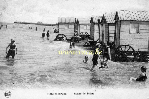 ancienne carte postale de Blankenberge Scène de Bains