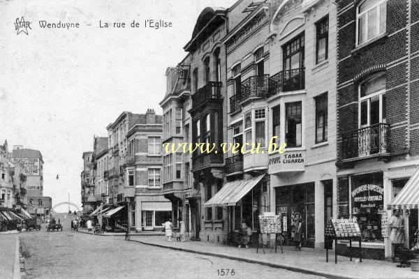 ancienne carte postale de Wenduyne La rue de l'Eglise