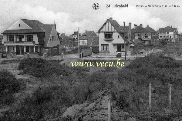 ancienne carte postale de Saint-Idesbald Villas Bénédicta et Pax