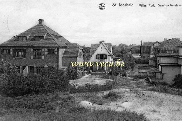 ancienne carte postale de Saint-Idesbald Villas Rody, Gamins - Gamines