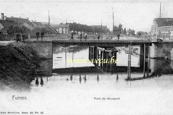 ancienne carte postale de Furnes Pont de Nieuport