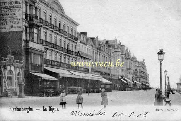 ancienne carte postale de Blankenberge La Digue (et le Grand Hôtel Pauwels-Dhondt)