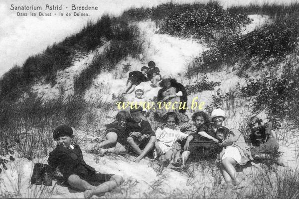 ancienne carte postale de Bredene Sanatorium Astrid - Dans les dunes
