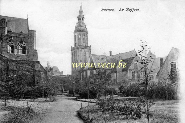 ancienne carte postale de Furnes Le Beffroi