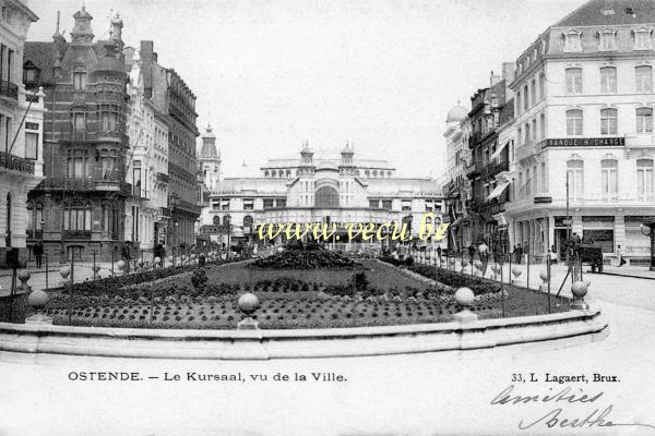 ancienne carte postale de Ostende Le Kursaal vu de la ville