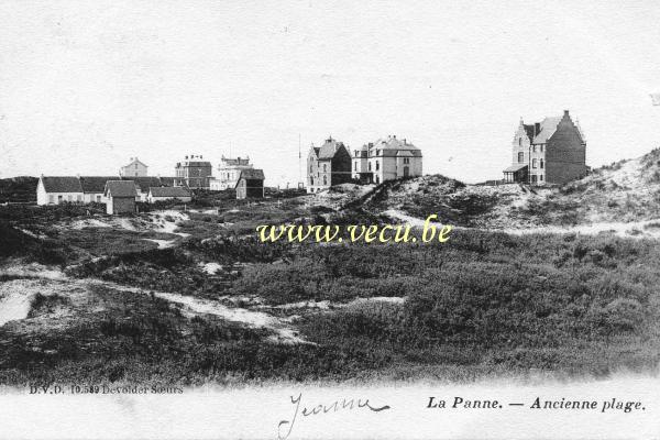 ancienne carte postale de La Panne Ancienne plage (et villas)
