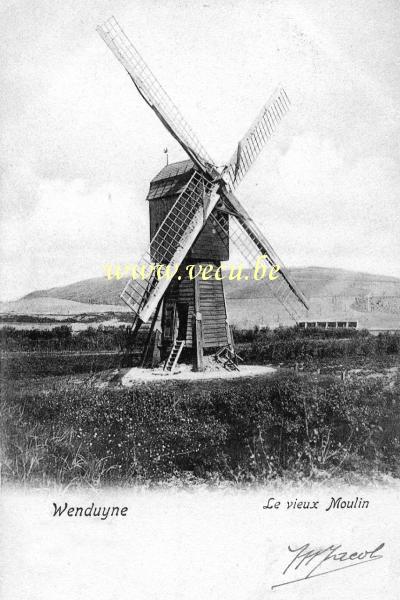 ancienne carte postale de Wenduyne Le vieux Moulin