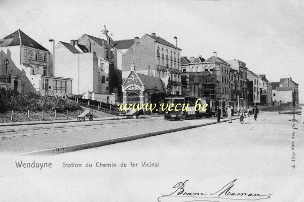 ancienne carte postale de Wenduyne Station de Chemin de fer Vicinal