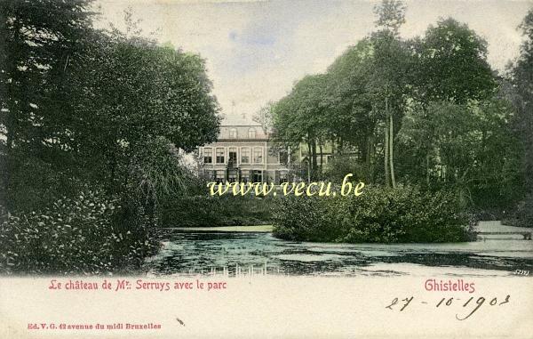 ancienne carte postale de Gistel Le château de Mr Serruys avec le parc