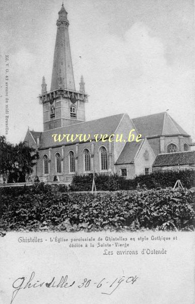 postkaart van Gistel De kerk