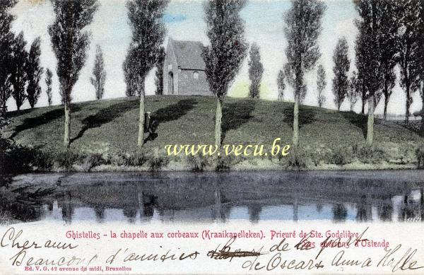 ancienne carte postale de Gistel La chapelle aux corbeaux  - Kraaikapelleken - Prieuré de Sainte Godelieve