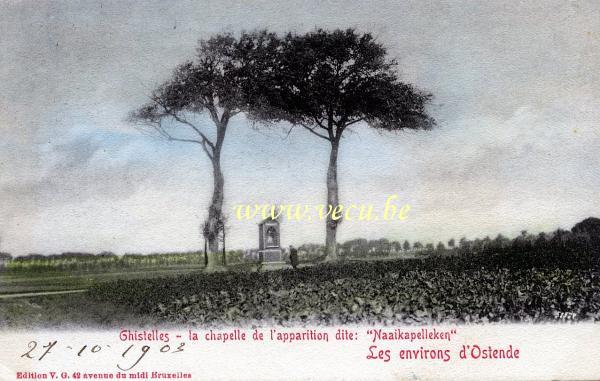 ancienne carte postale de Gistel La chapelle de l'apparition dite : Naaikapelleken