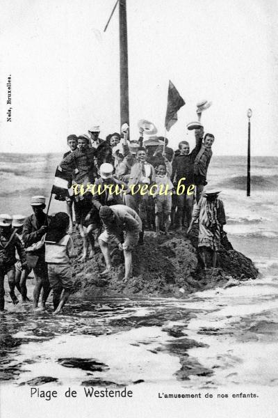 ancienne carte postale de Westende L'amusement de nos enfants