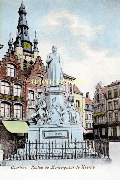 postkaart van Kortrijk Statue de Monseigneur de Haerne