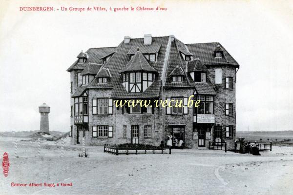 postkaart van Duinbergen Un groupe de villas, à gauche le château d'eau
