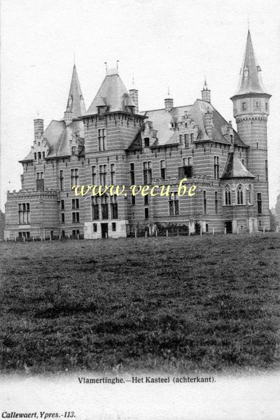 ancienne carte postale de Ypres Vlamertinge - Le château (façade arrière)