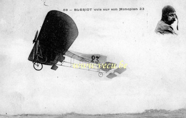 postkaart van Vliegtuigen Blériot vole sur son Monoplan 23